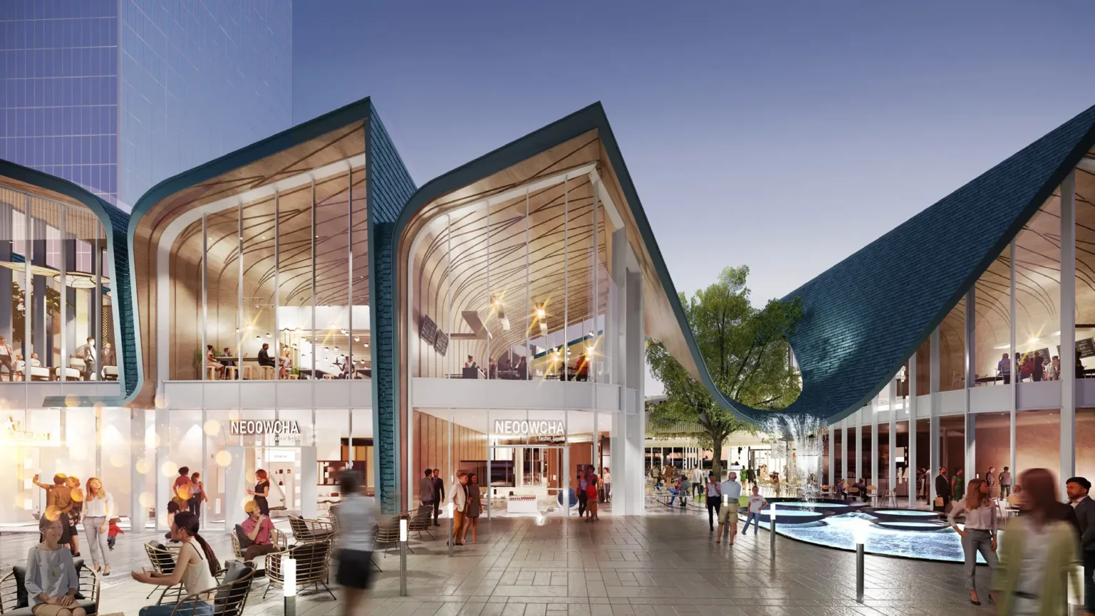 Open Street Retail project blue roofs in wuhan china